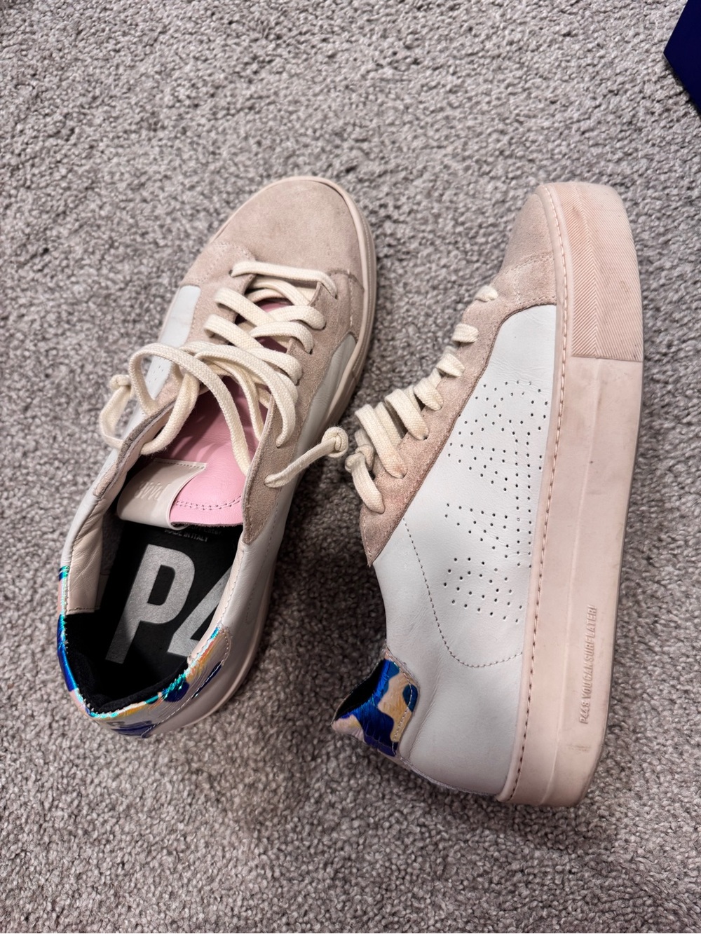 P448 Women's Low-Top Sneakers in Blush and White with unique back Size 10 / 41